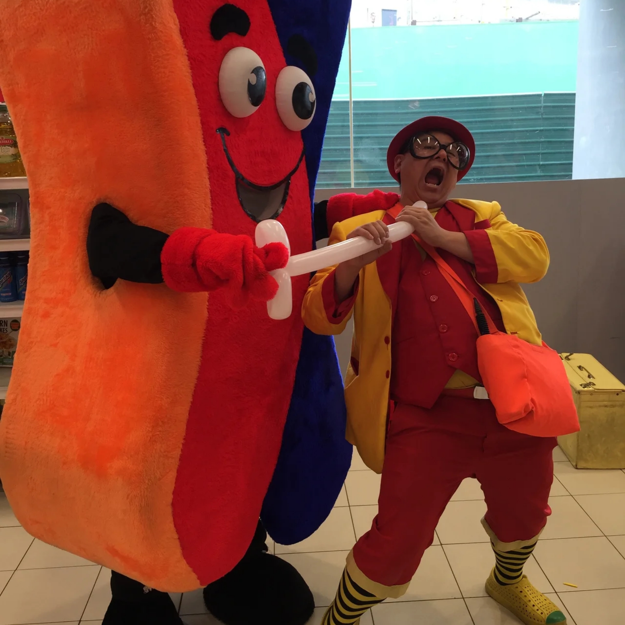 Maddie the entertainer performing for a group of children